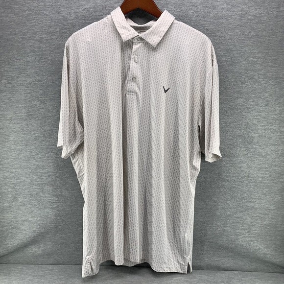 Callaway Other - Callaway Men's Polo Golf Short Sleeve Shirt White All Over Green Fish Size XL